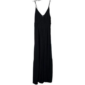 New In Boutique Black Wide Leg Tiered Bottom Jumpsuit Medium M Tank Top Travel